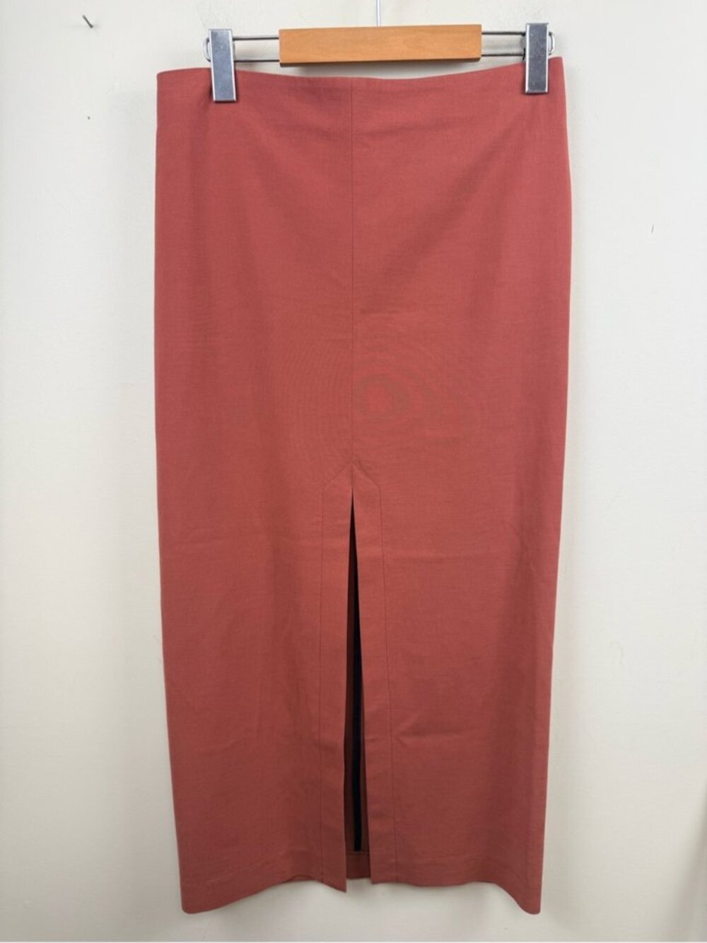 Jeremy Laing brick orange skirt with slit up front medium - Picture 2 of 12
